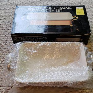 VINTAGE NEW Copper Ceramic Serving Dish Set